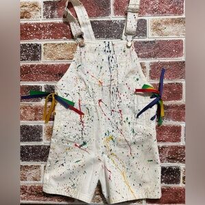 Vintage Route 66 Paint 🎨 Splatter 🫟 shortalls overalls size 6 6x girls birthday
